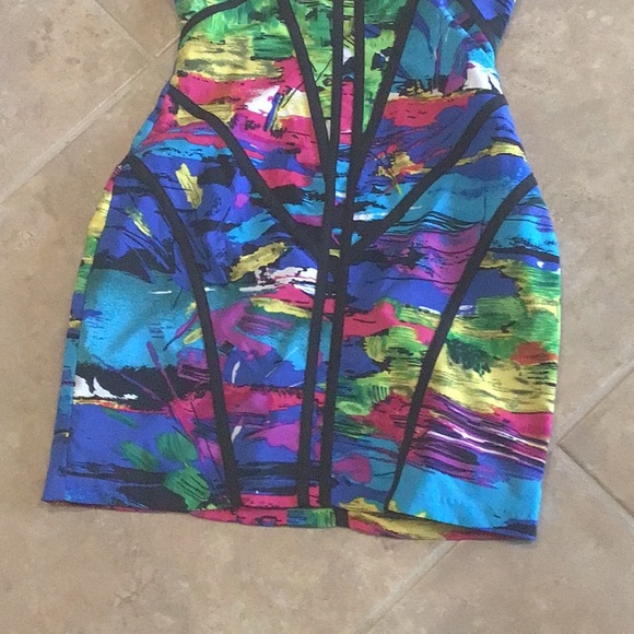 FACTORY by Erik Hart back zip dress, strapless, built in cups, multicolored, 0 - Picture 4 of 9